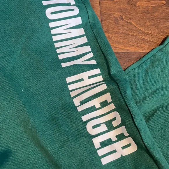 Tommy Hilfiger Mens Sweatpants Green NWT White Logo Joggers - Picture 4 of 5